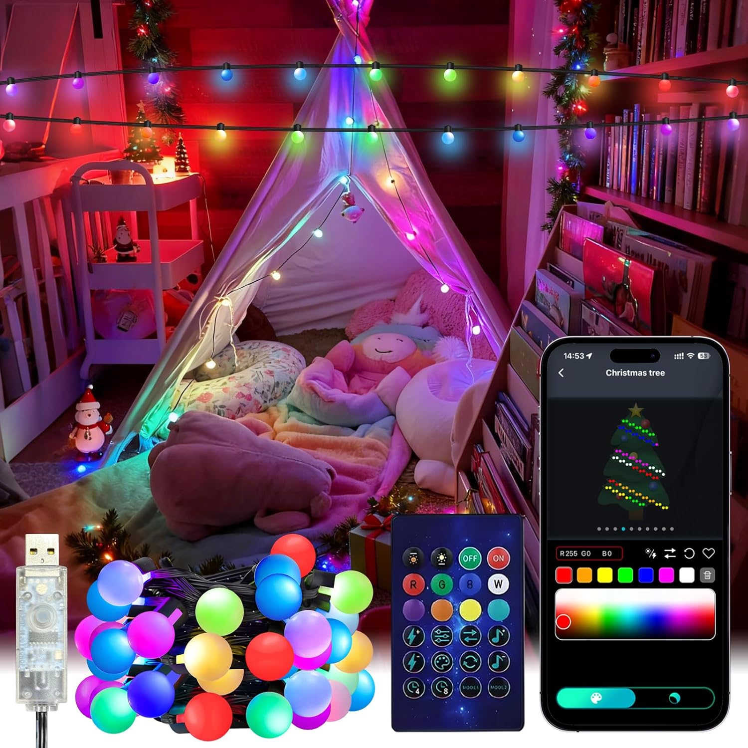Smart Garden Led Lights - Lampu String Smart Globe 5/10M RGB