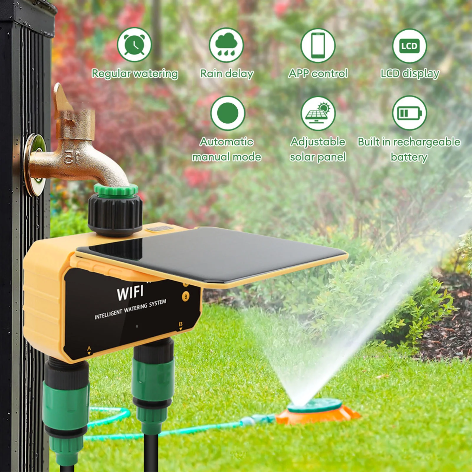Smart Garden Watering - Timer Irigasi Cerdas WiFi Tenaga Surya